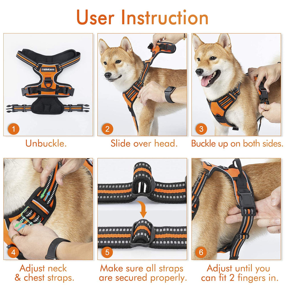 Rabbitgoo reflective strips on orange harness boost visibility at night