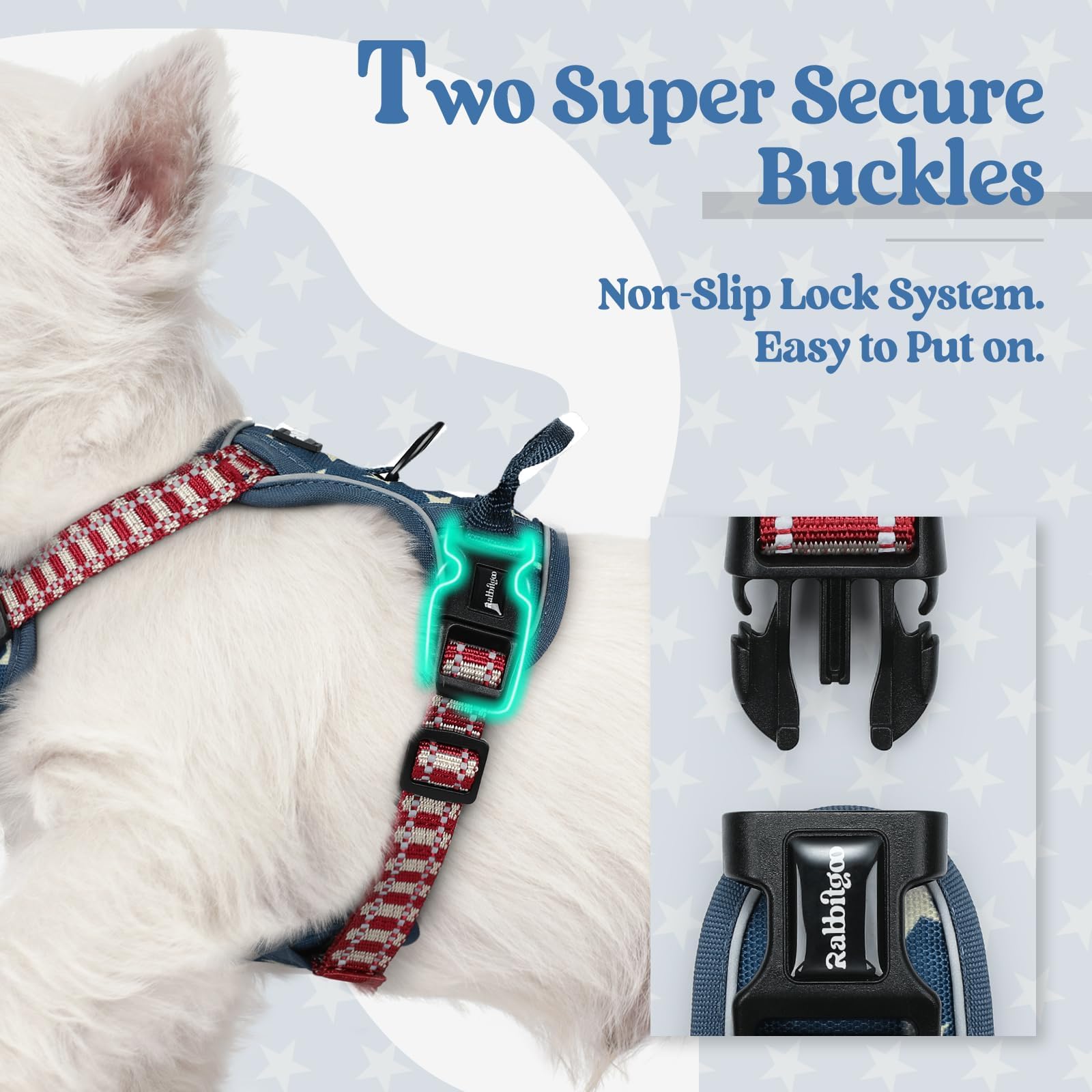 Rabbitgoo padded shoulder area to keep dog comfortable daily