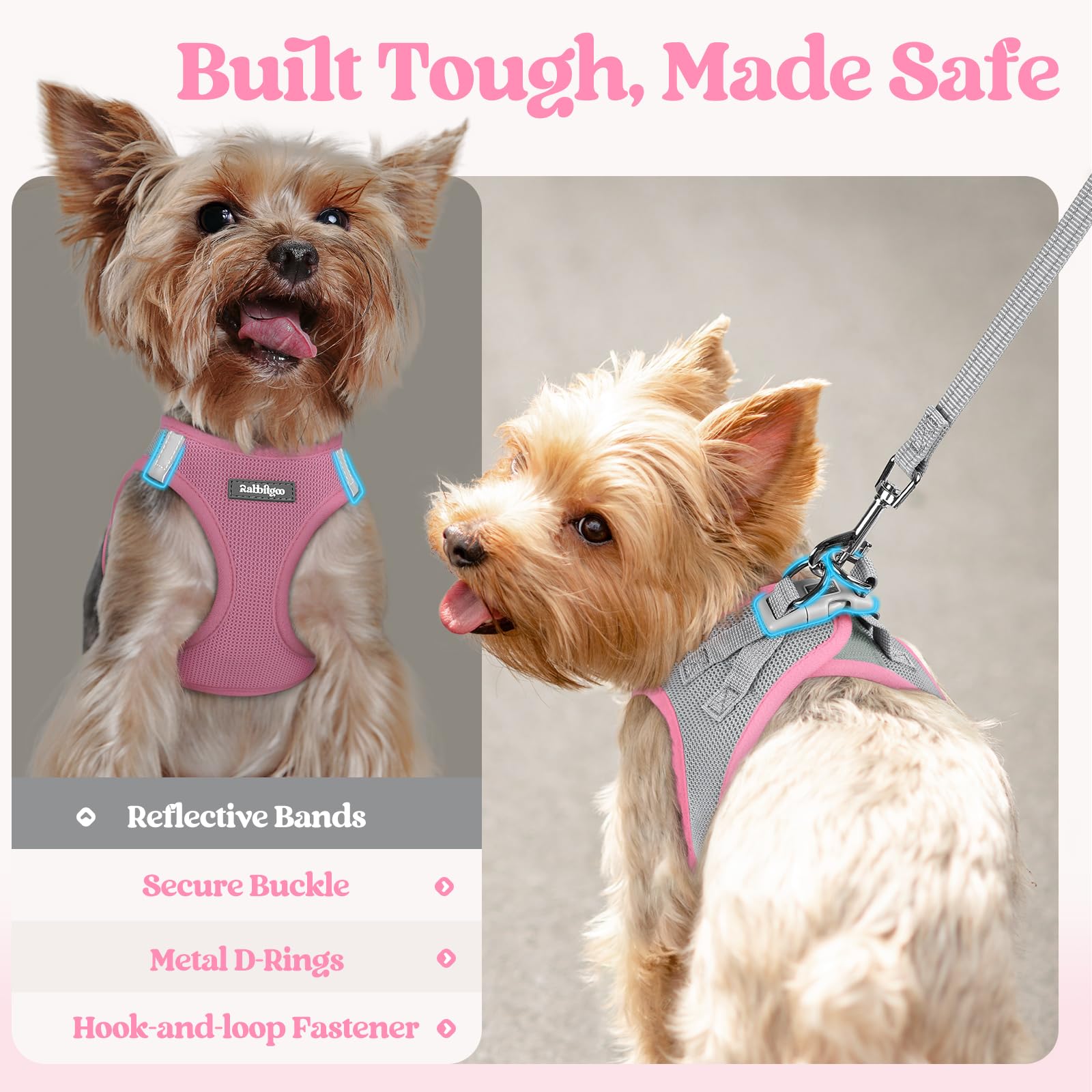 Rabbitgoo palm friendly handle on leash offers comfortable grip