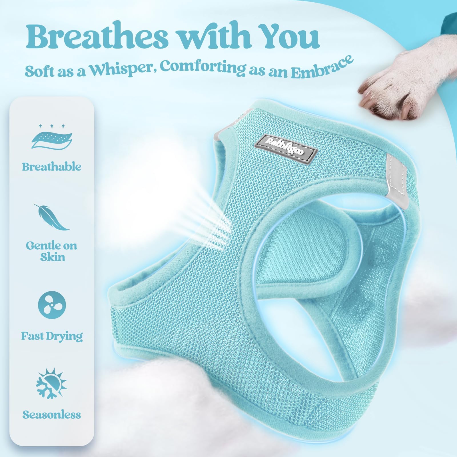 Rabbitgoo reflective leash set improves visibility during evening strolls.