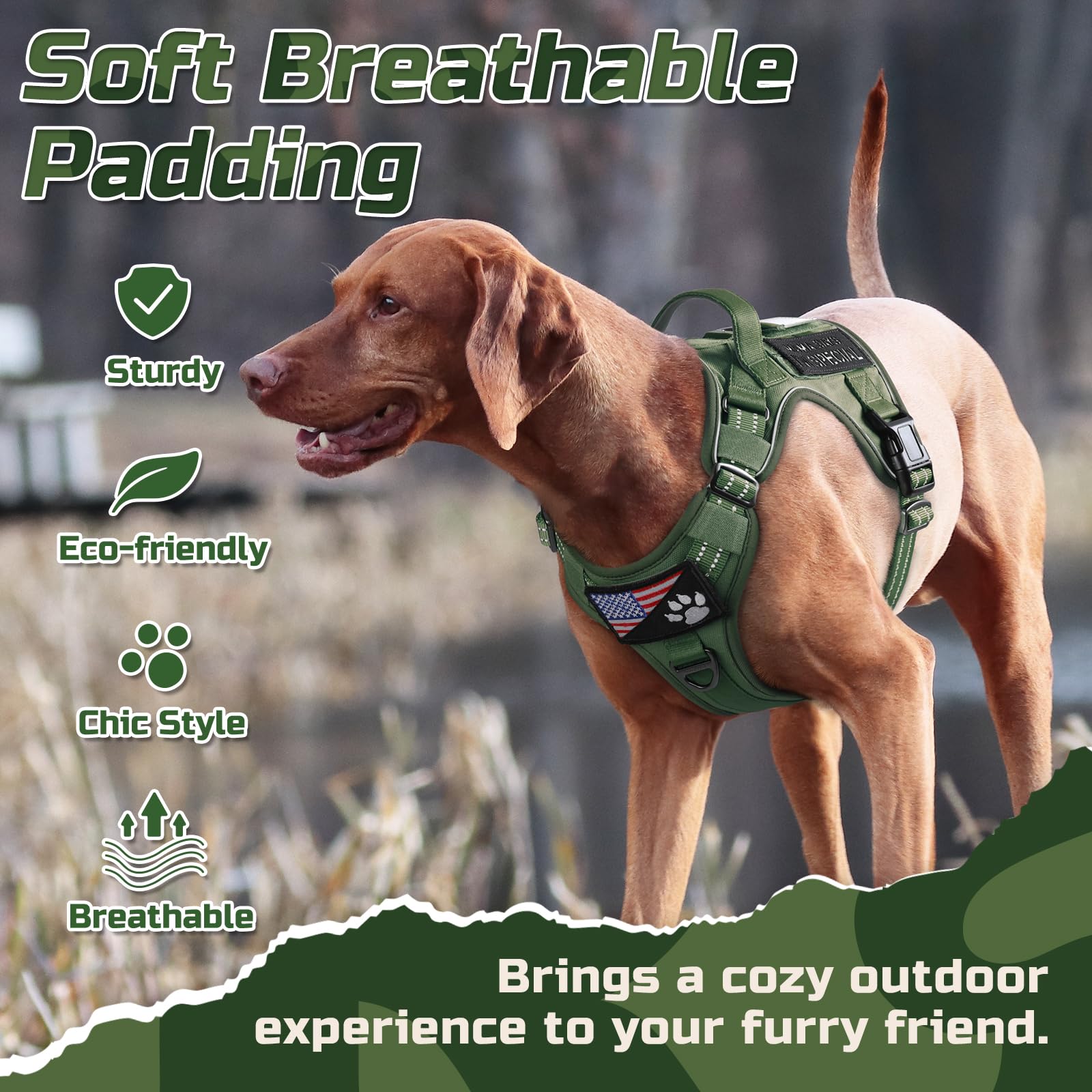 Rabbitgoo harness close-up of soft padding and breathable mesh for comfortable outdoor wear.
