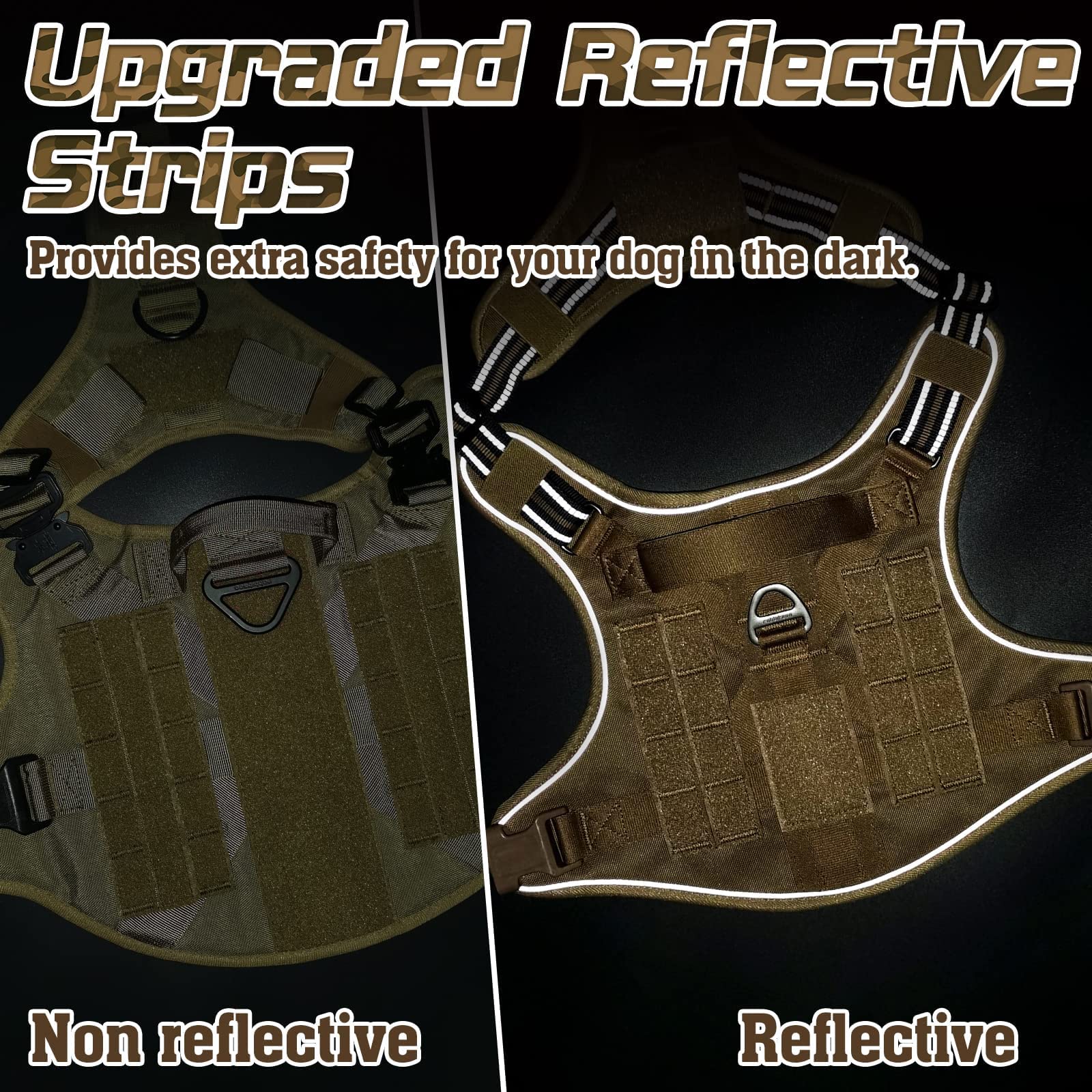 Rabbitgoo tactical harness dual leash attachments for versatile training.