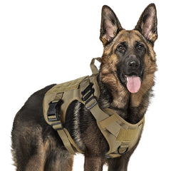Rabbitgoo tactical dog harness with front clip for controlled no-pull training.