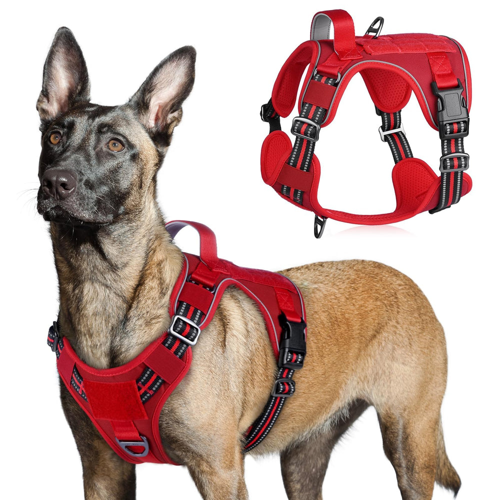 Rabbitgoo Tactical Dog Harness front view showing adjustable fit for large breeds.