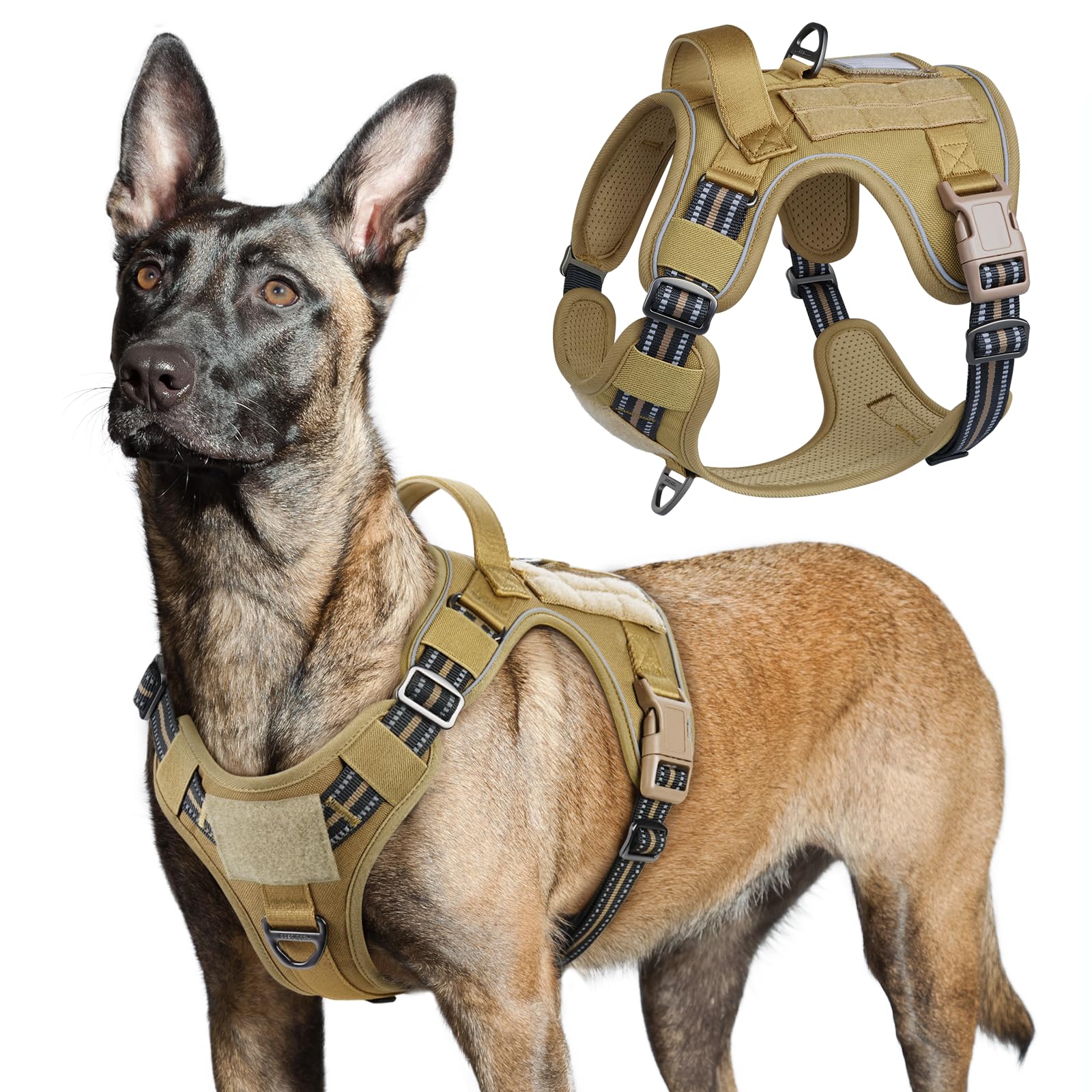 Rabbitgoo tactical harness front view shows large fit and secure control.