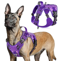 Rabbitgoo Tactical Harness in purple camo shows all-around durability for daily walks