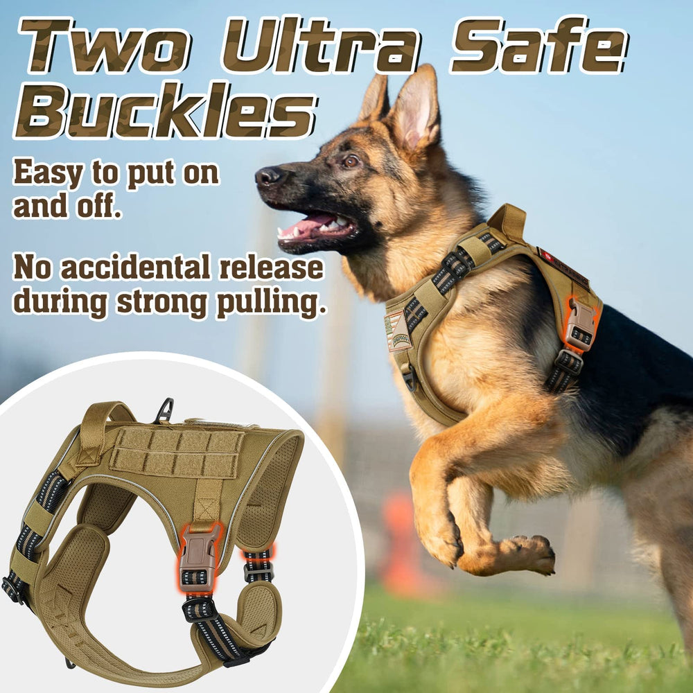 Rabbitgoo tactical harness reflective trims boost night visibility.