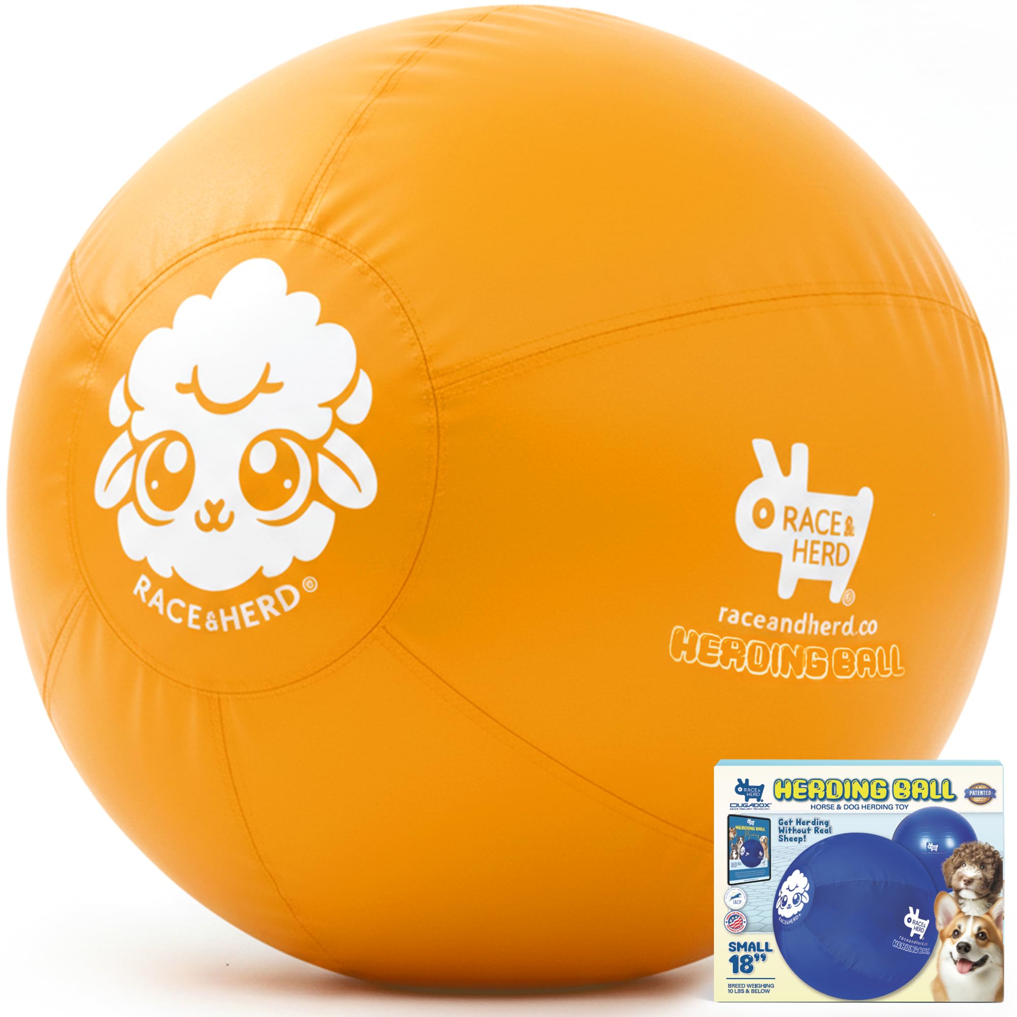 Race&Herd XXL Herding Ball front view for outdoor play.