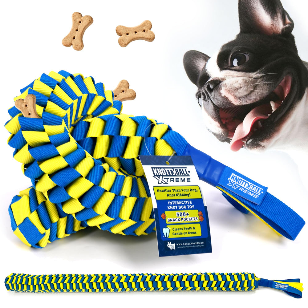 Race&Herd KnottyBall Xtreme close-up showing snuffle play for mental engagement.