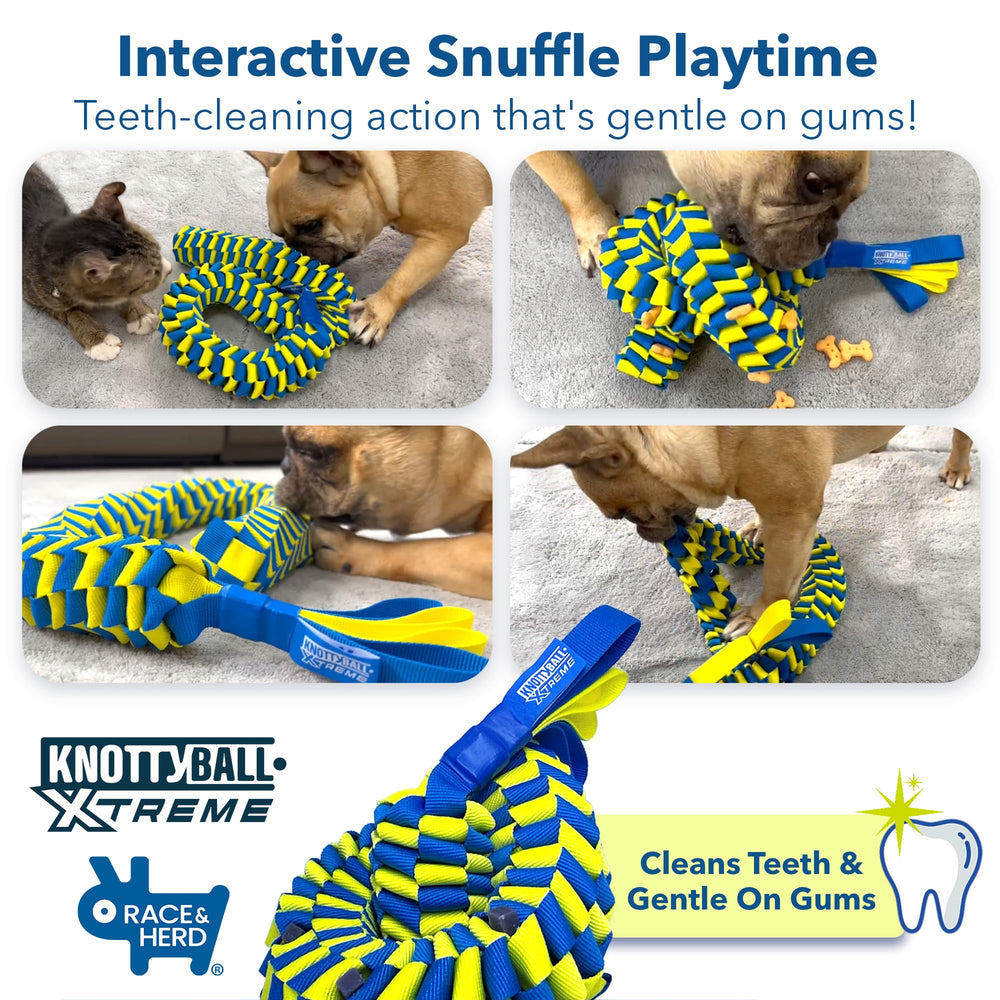 Race&Herd KnottyBall Xtreme promotes dental massage during foraging.