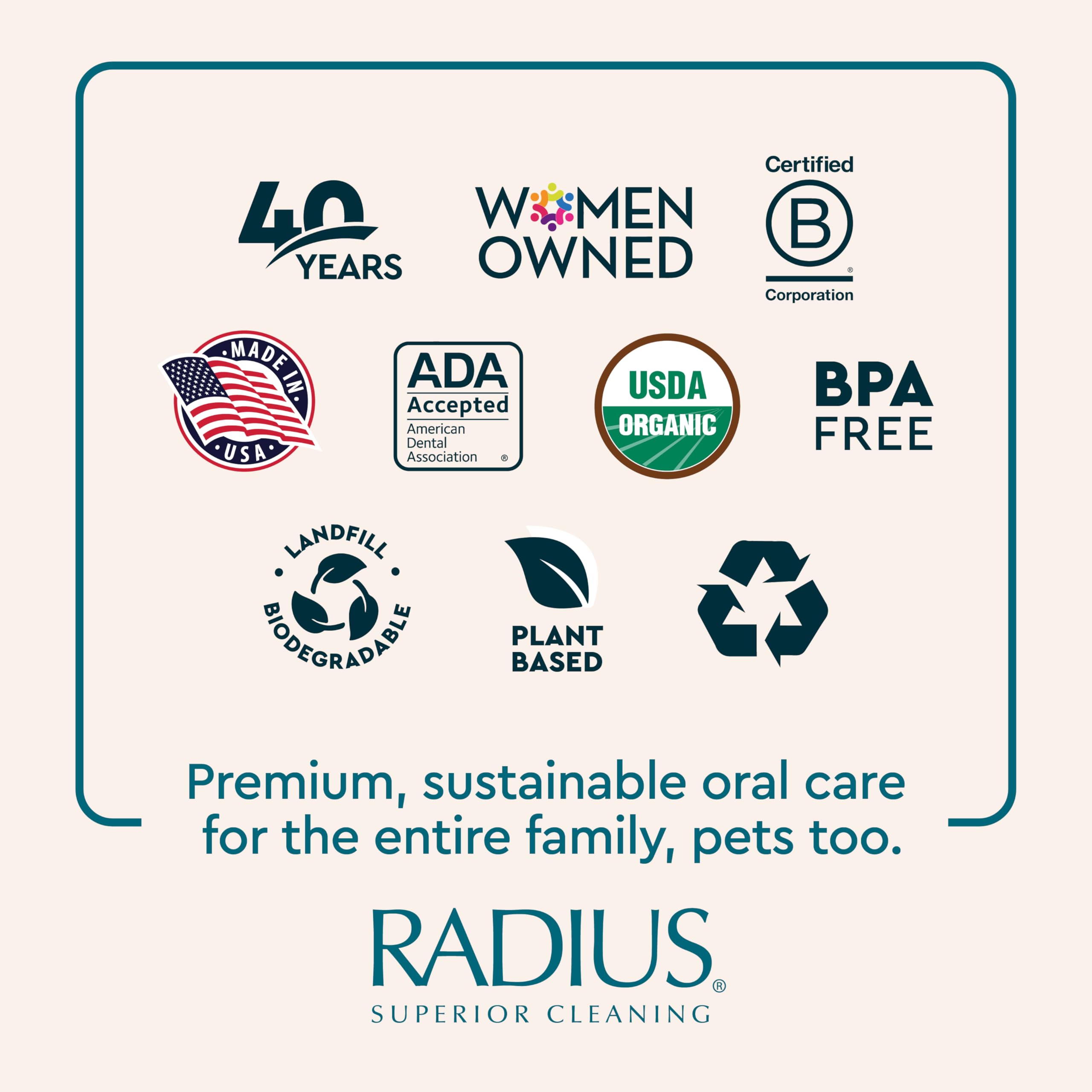 Radius dental care kit packaging showing a 3-piece set