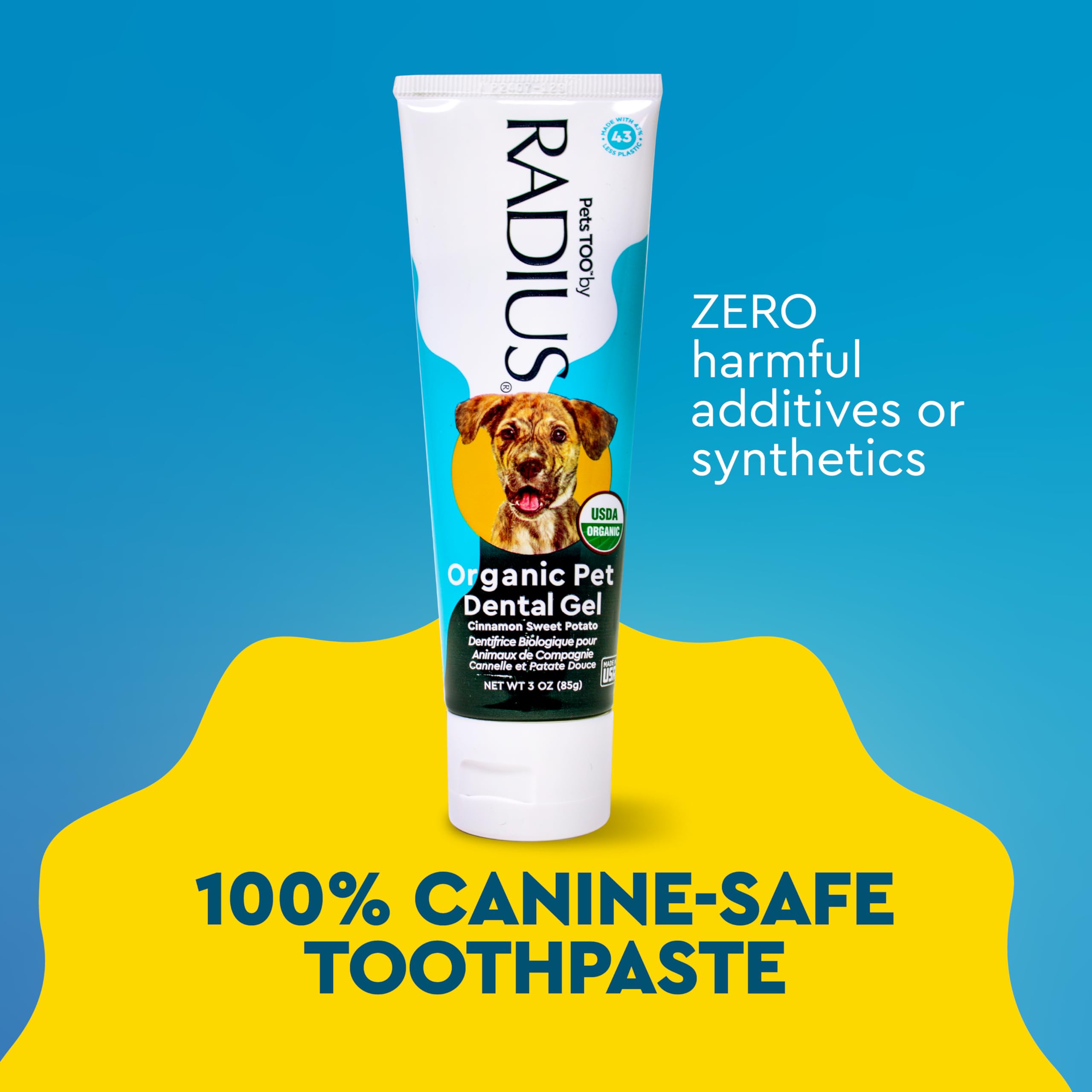 Radius travel-friendly toothpaste tube for on-the-go dog care
