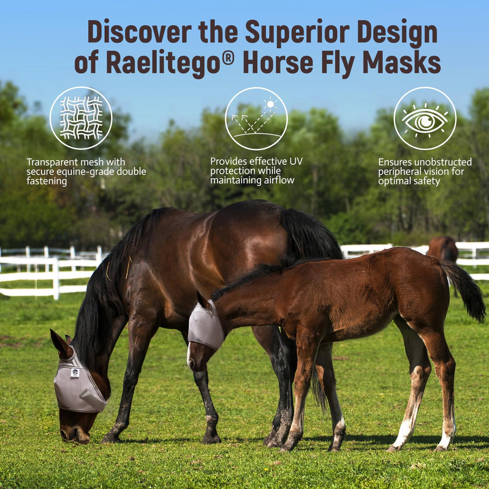 Raelitego horse fly mask 360-visibility offers clear sight in sunny days.