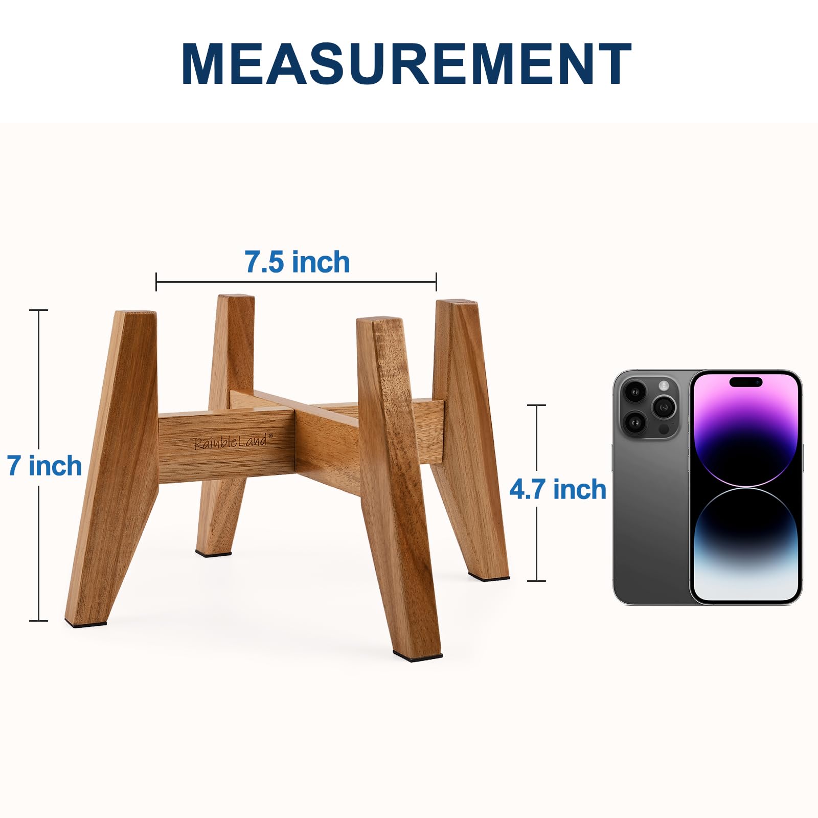 RAINBLELAND acacia wood construction offers durable, stylish dog feeding solutions for modern homes.
