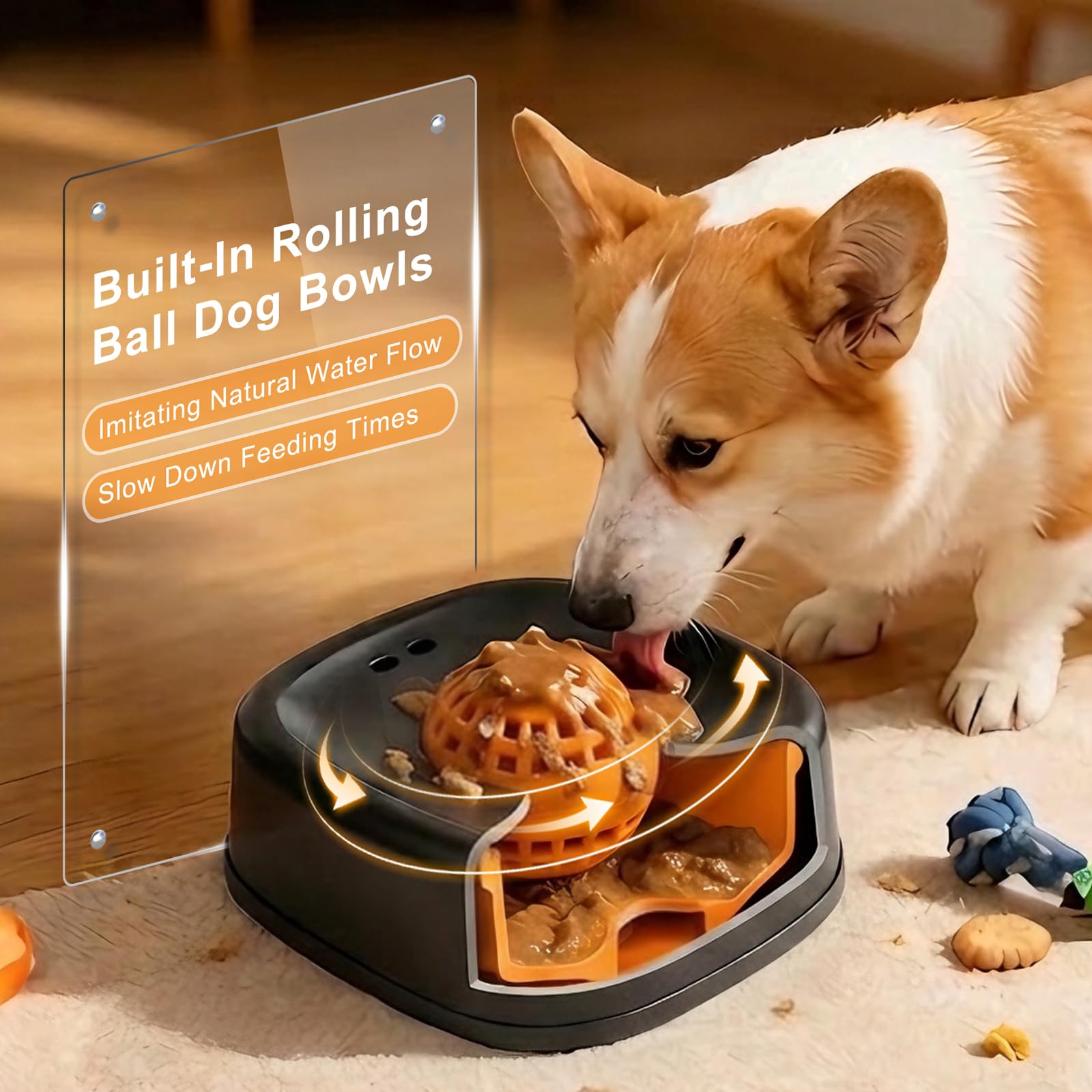RAINWOOD bowl with non-slip bottom stays steady during energetic feeding