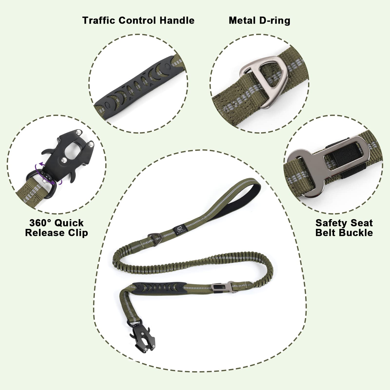 Raipult Tactical Dog Leash D-ring accessories for hanging essentials.