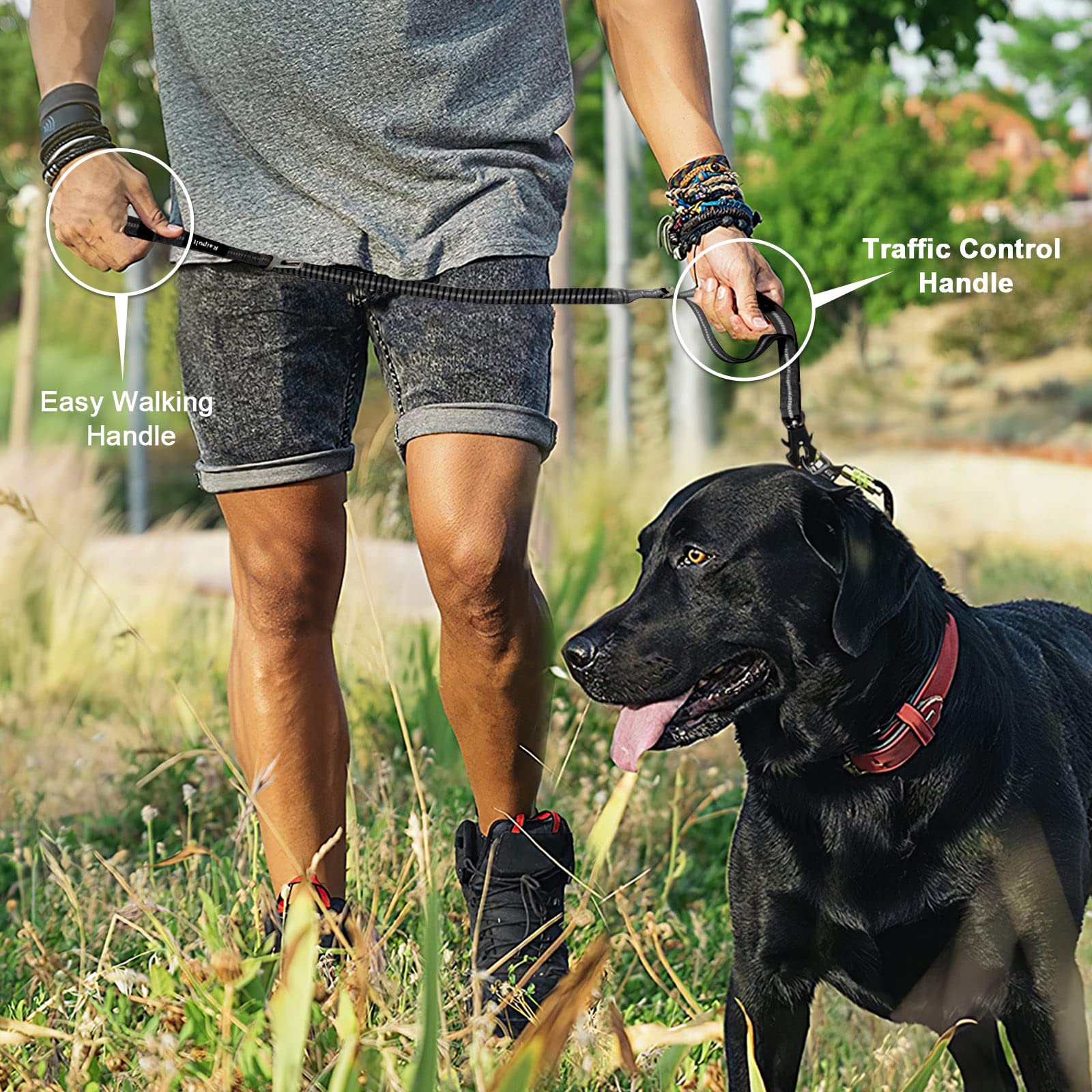 Raipult reinforced nylon with X stitches; durable design for large dogs' daily use.
