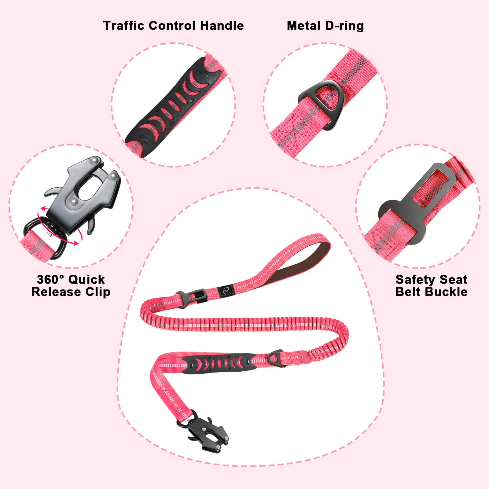 Padded walking handle on Raipult leash provides comfortable daily use.