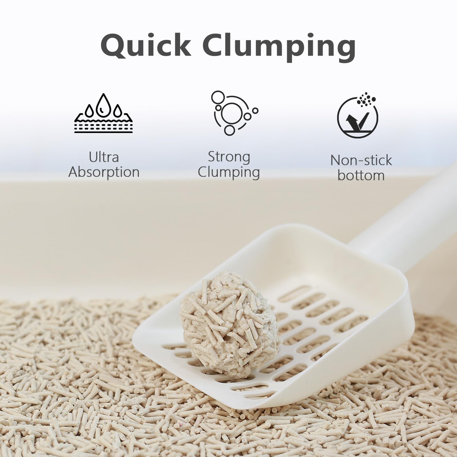 Raki Venus Tofu Litter clumping action demonstrates quick solid clumps upon moisture