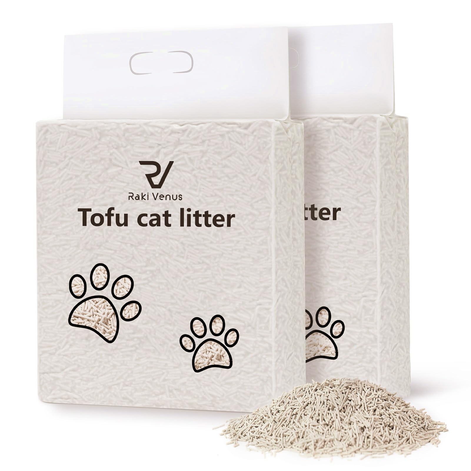 Raki Venus Tofu Litter original packaging shown, two-pack 12lb for bulk convenience