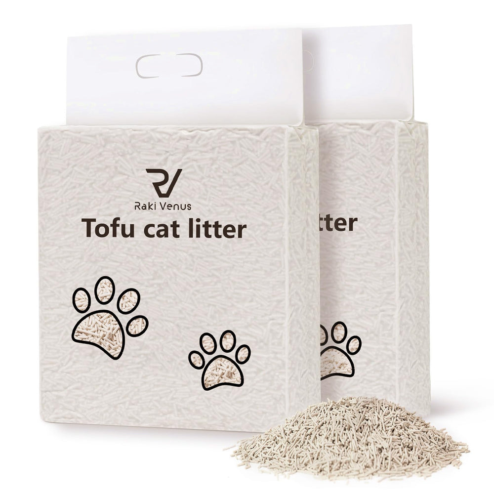 Raki Venus Tofu Litter original packaging shown, two-pack 12lb for bulk convenience