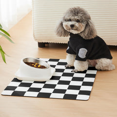 Ralxion Checkered Dog Feeding Mat vegan leather close-up shows durable surface.