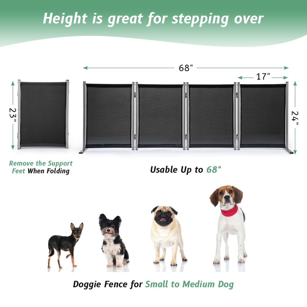 RANTILA freestanding dog gate with anti scratch pads protecting floors