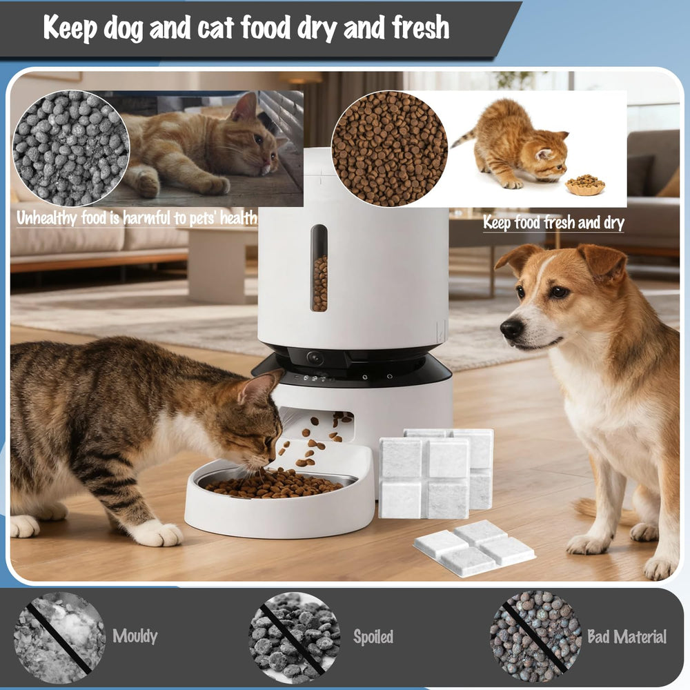 Rastalola moisture absorber for pet feeder maintains fresh kibble
