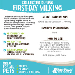 Raw Paws bovine colostrum scoop for effortless dosing