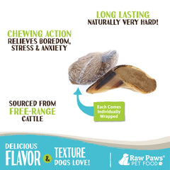Raw Paws filled cow hooves peanut butter close-up highlighting creamy filling.