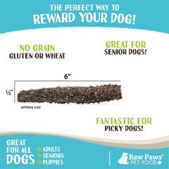 Raw Paws Green Beef Tripe Sticks close-up texture reveals chewy, appetizing surface.