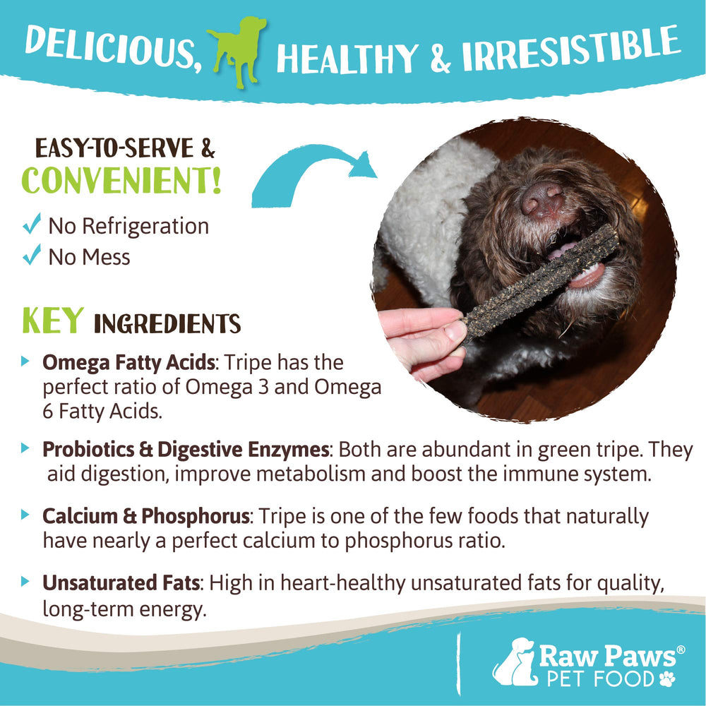 Raw Paws Green Lamb Tripe Sticks natural ingredients emphasis on simple, limited-ingredient chew