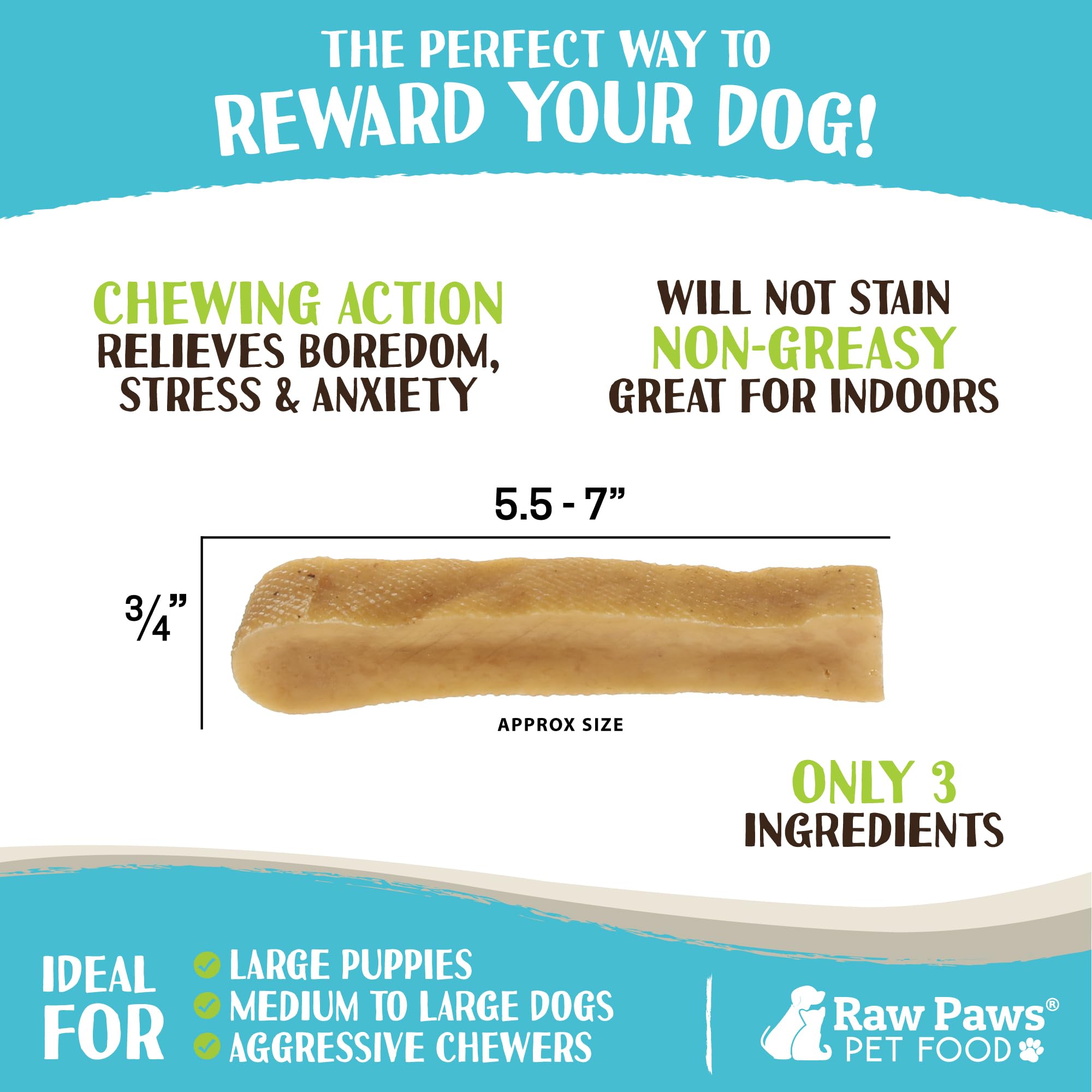 Raw Paws Himalayan Yak Chews dog chewing action, engaging long-lasting chew for boredom relief.