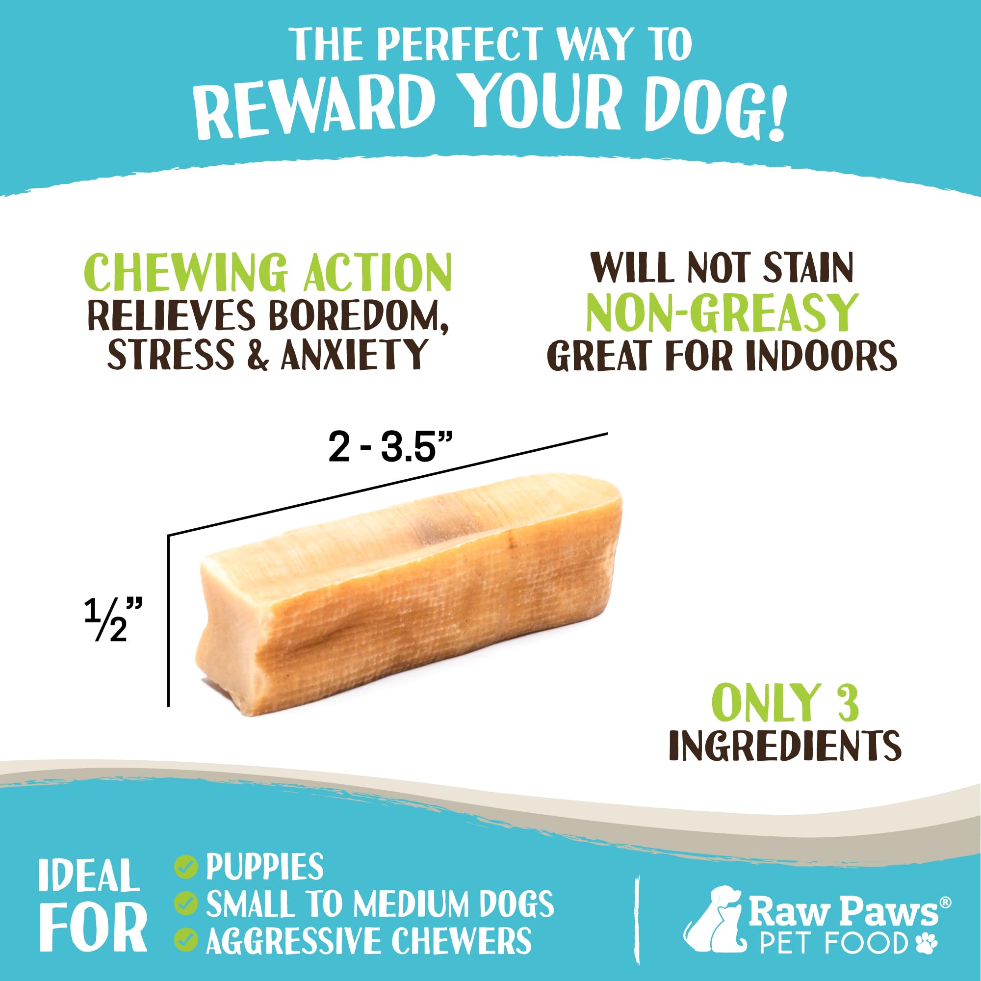 Raw Paws Himalayan Yak Chews for small dogs in use during playtime