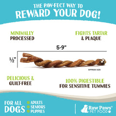 Raw Paws Lamb Pizzle Twists usa-packed label highlights natural, single-ingredient chew.