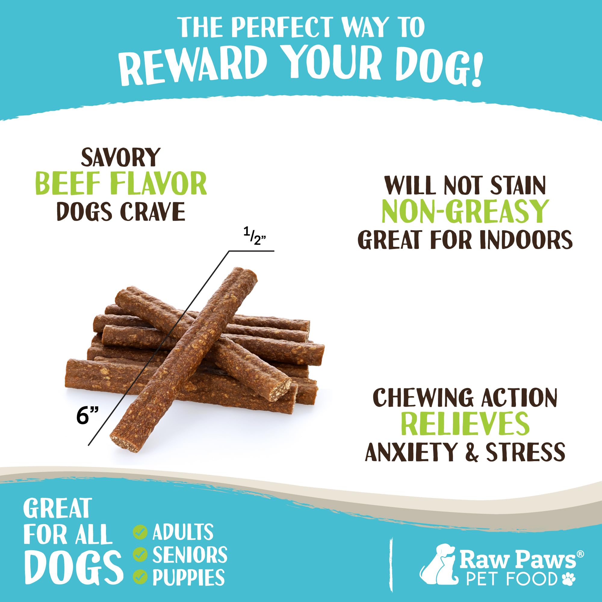 Raw Paws odor-free bully sticks stay pleasant for pets