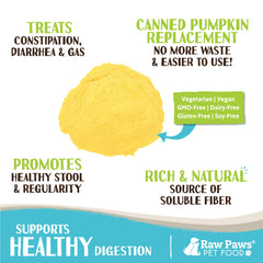 Raw Paws pumpkin powder scoop for measuring pet servings.