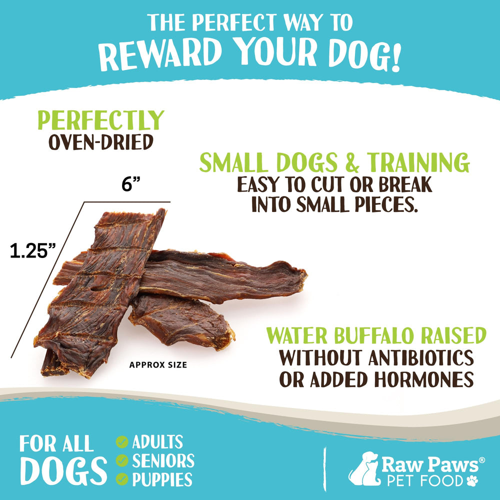 Buffalo meat from free-range buffalo used in Raw Paws jerky for dogs