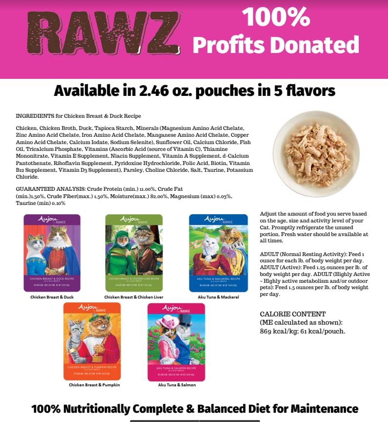 Collection of Rawz Aujou Aku tuna and salmon pouches for meals