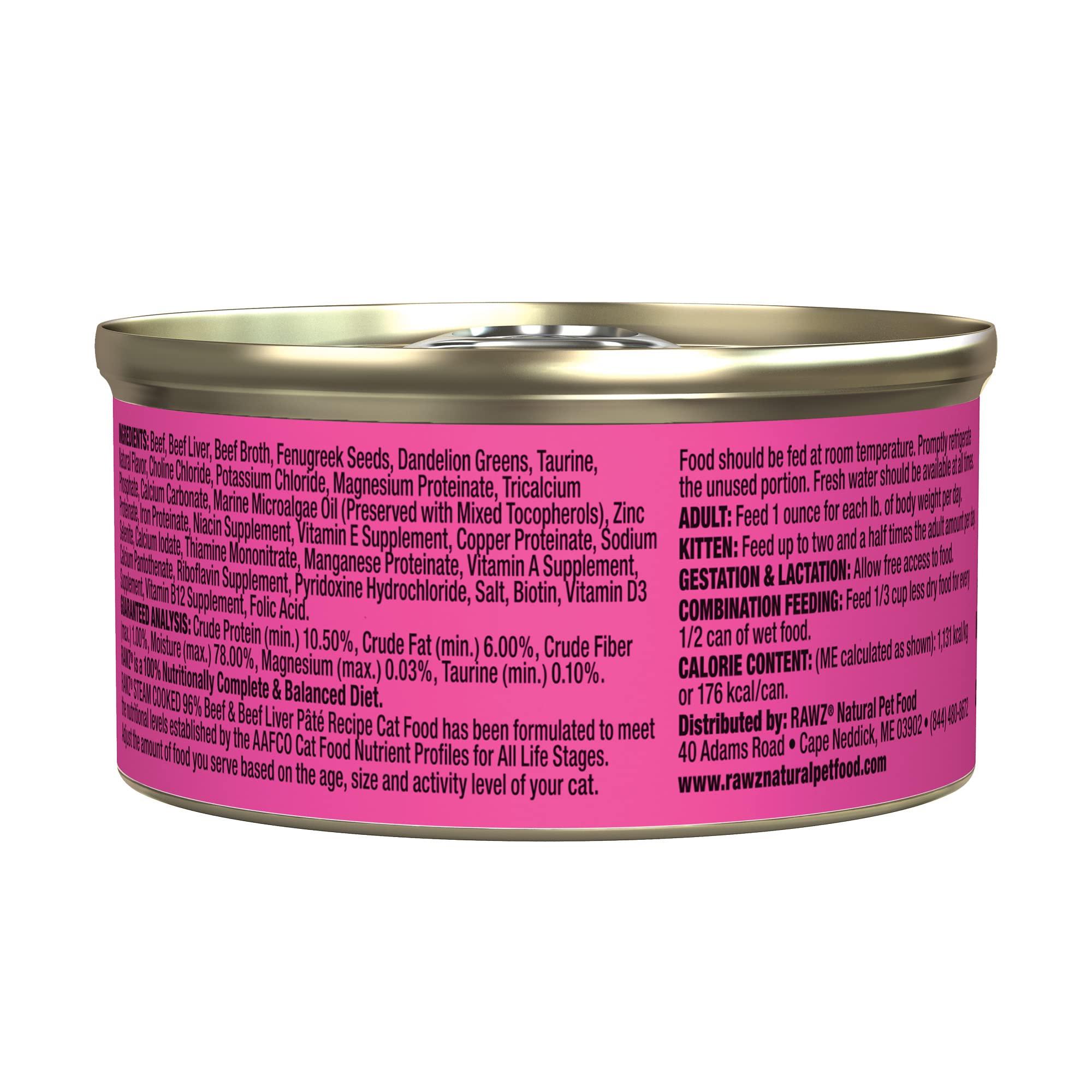 Rawz cat food hydration pate can promotes moisture to support healthy hydration in cats.