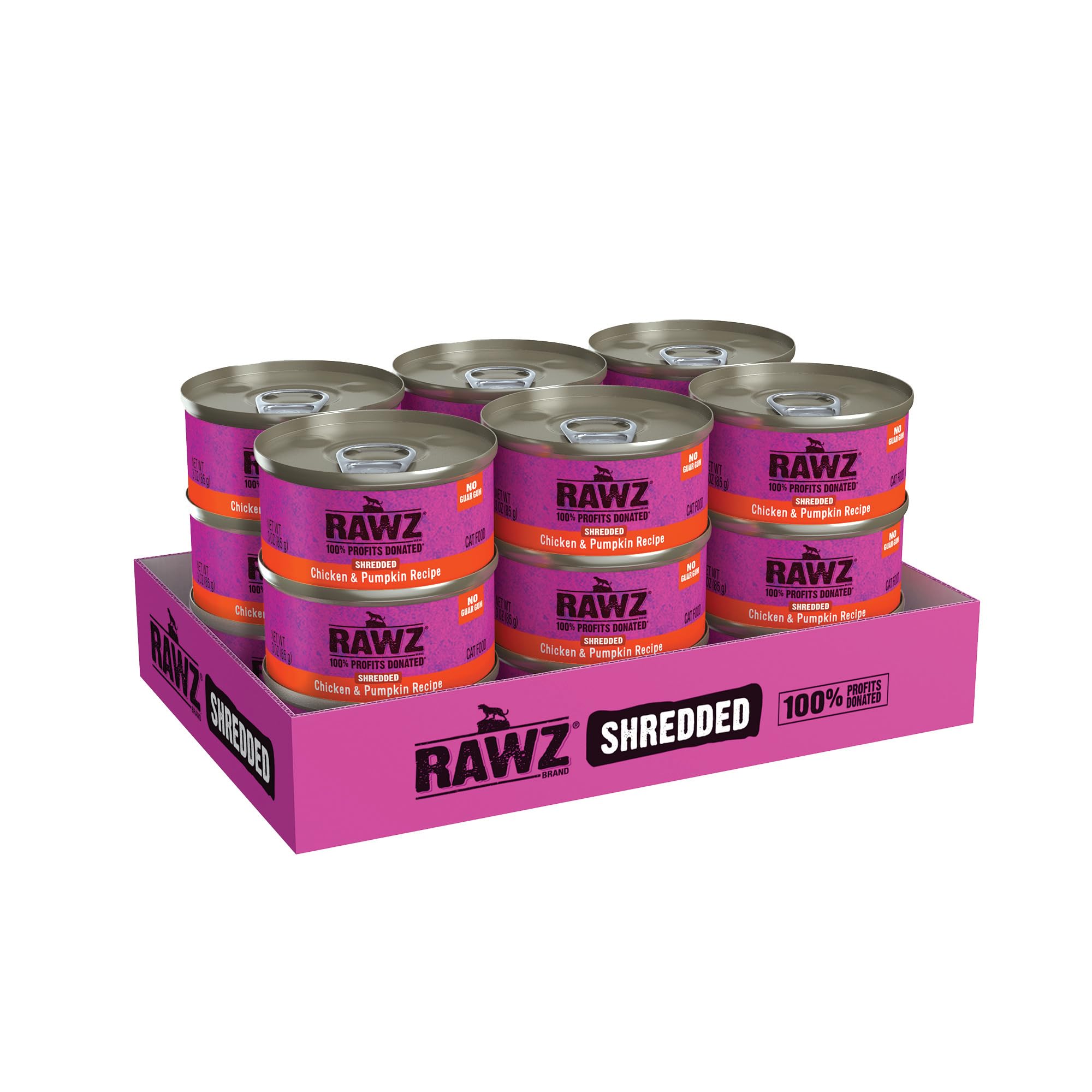 Rawz close-up shredded chicken texture entices cats during mealtime.
