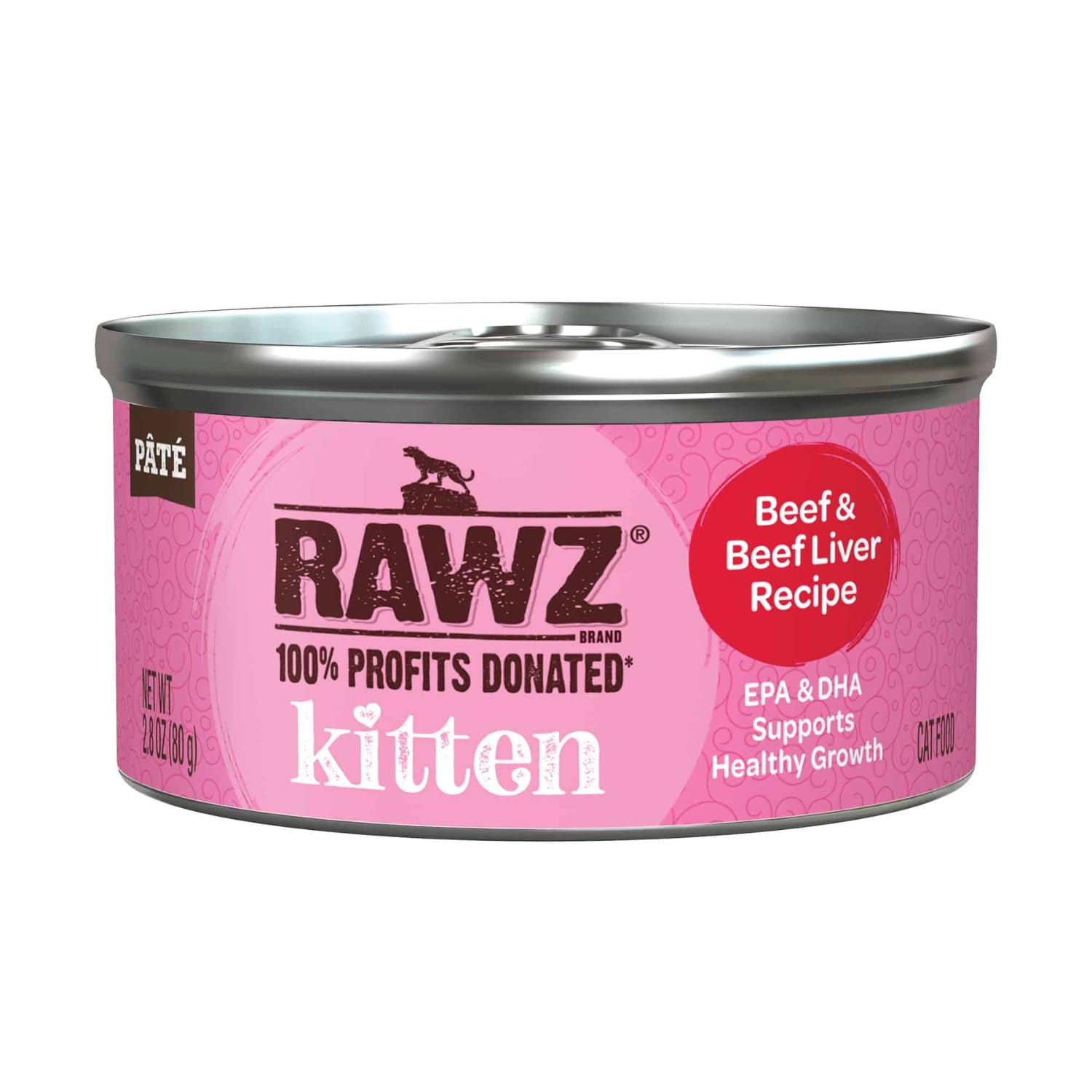 RAWZ kitten pate serving bowl ready for mealtime with a kitten