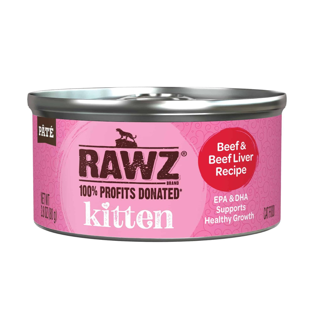RAWZ kitten pate serving bowl ready for mealtime with a kitten