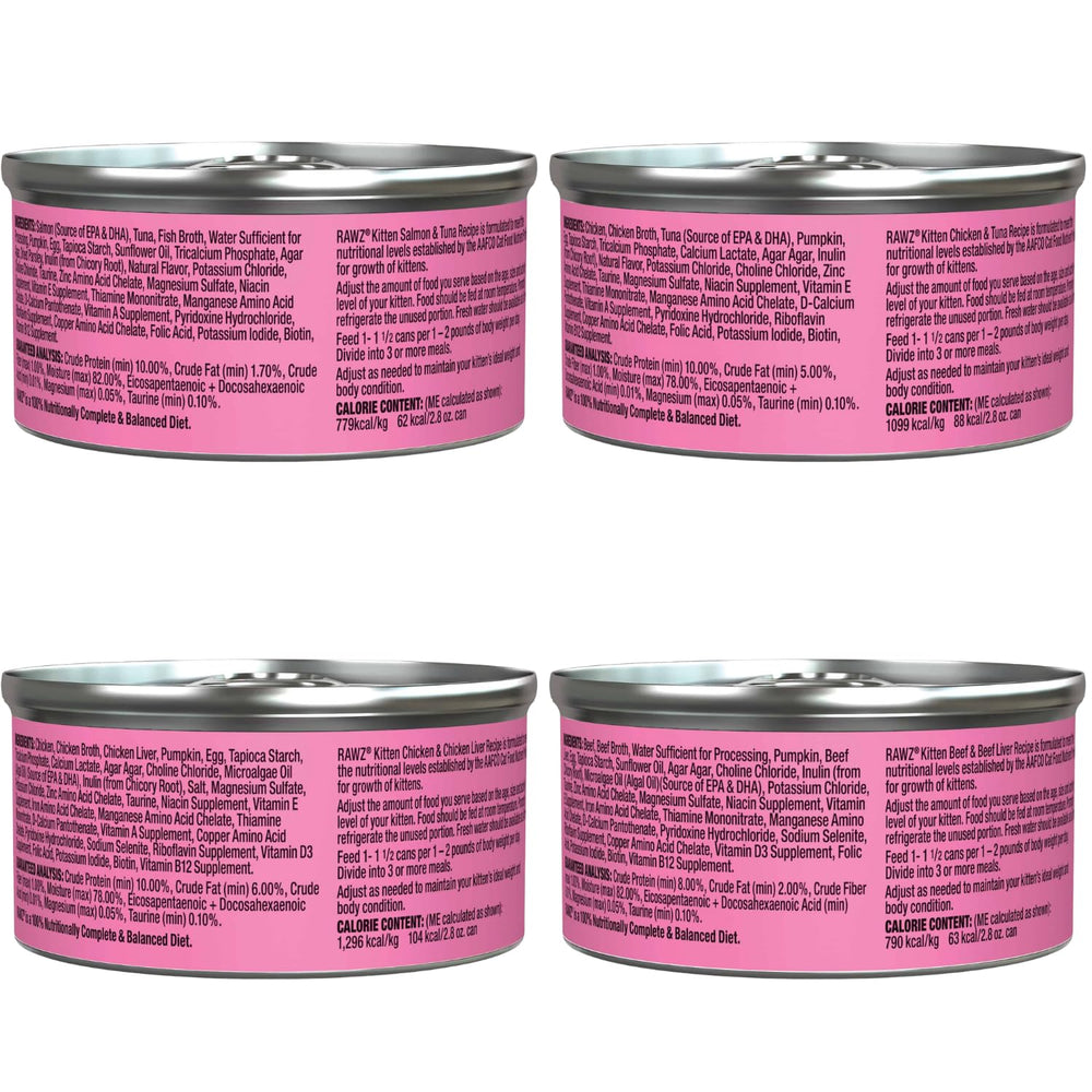 RAWZ kitten pate tuna can emphasizes high moisture for hydration during meals