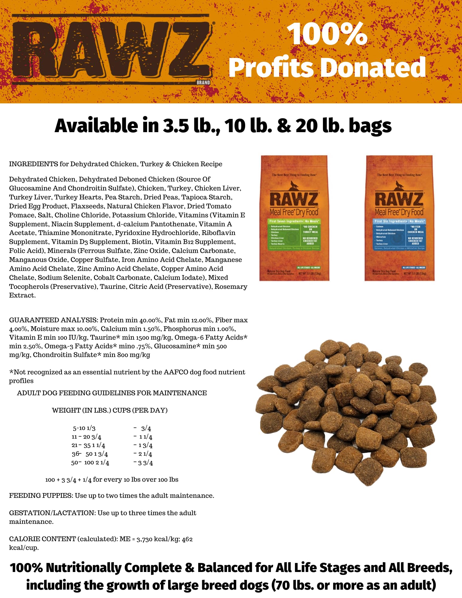 Rawz Meal Free dry dog food being poured illustrates convenient daily feeding