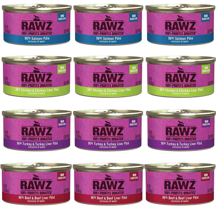 Rawz Natural Premium Pate can label close-up showing real meat as first ingredient.
