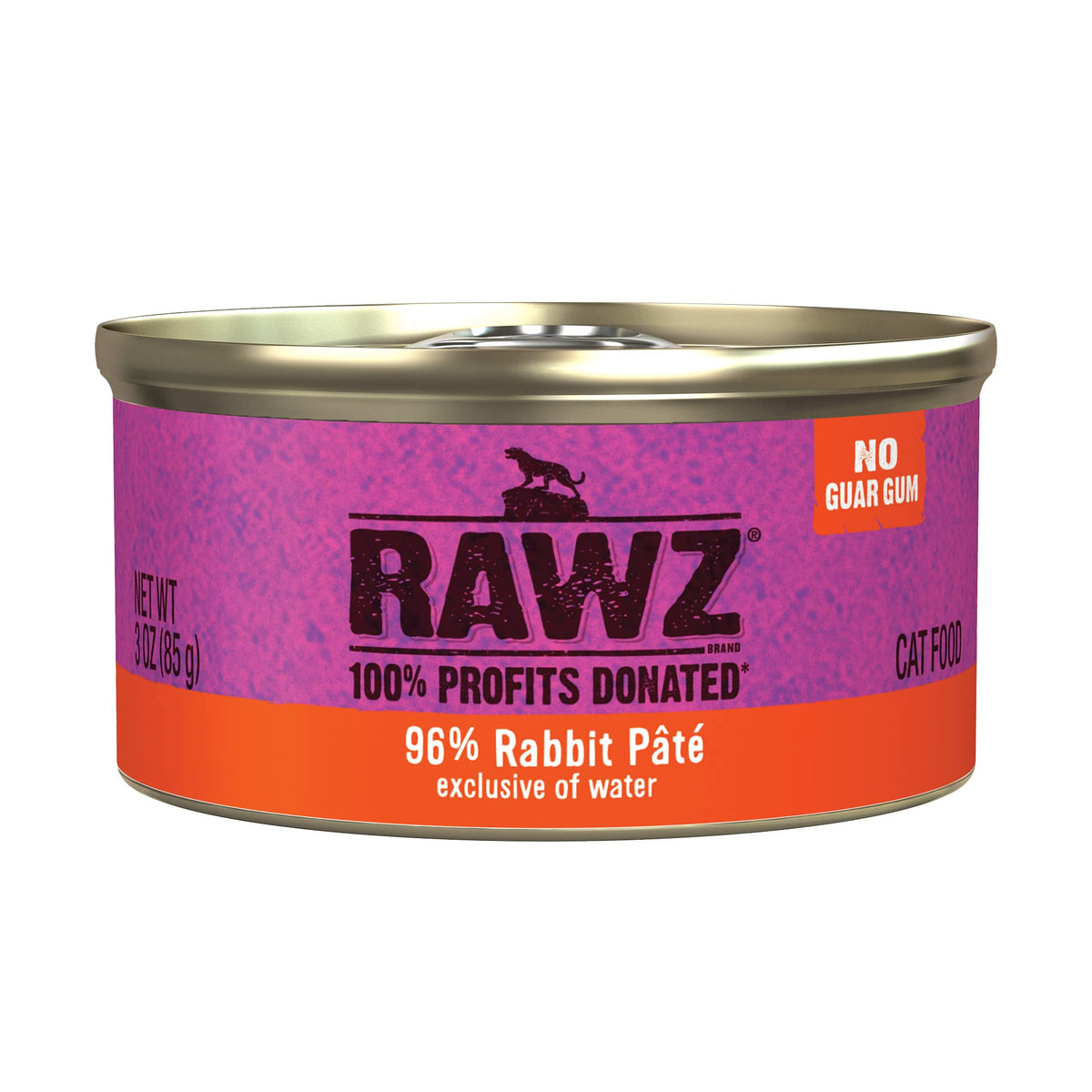 Rawz Rabbit Pate with real rabbit as the first ingredient supports meat-rich nutrition for cats.