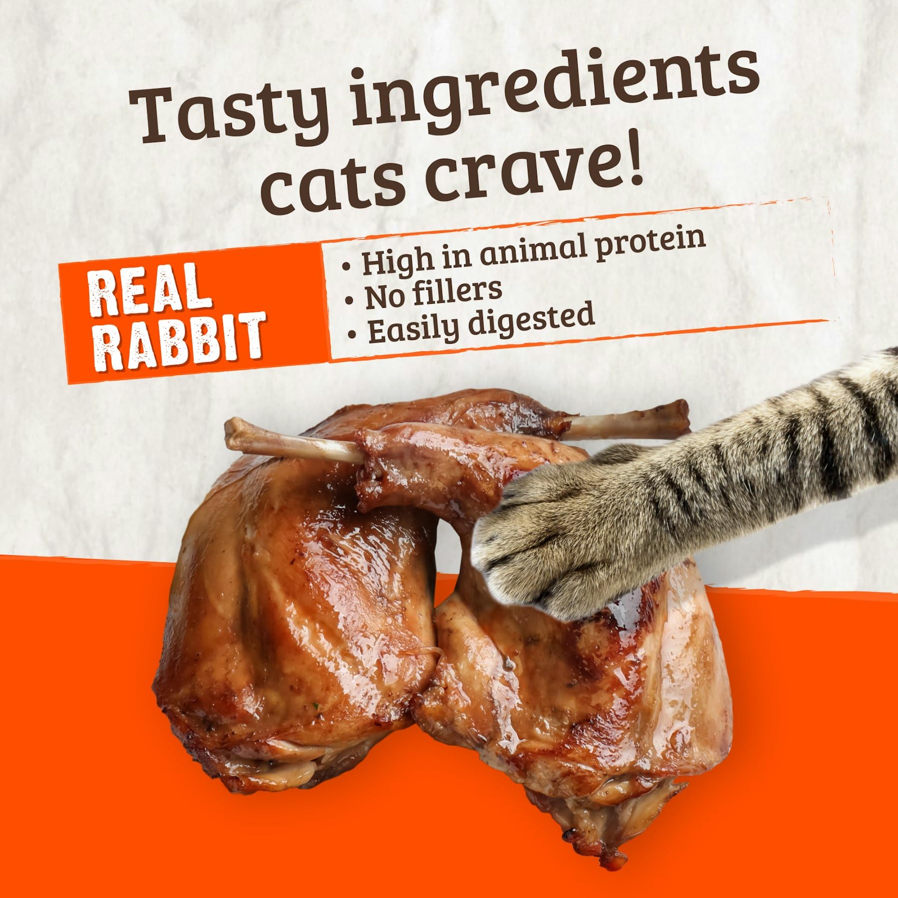 Rawz Real Rabbit freeze-dried coating on kibble adds aroma and visual appeal.