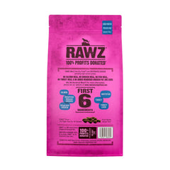 Rawz Salmon and Dehydrated Chicken & Whitefish serving bowl, grain-free feline meal option