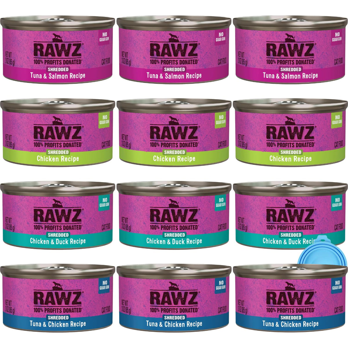 Rawz tuna-salmon shredded 3oz can promotes protein-rich bites for cats